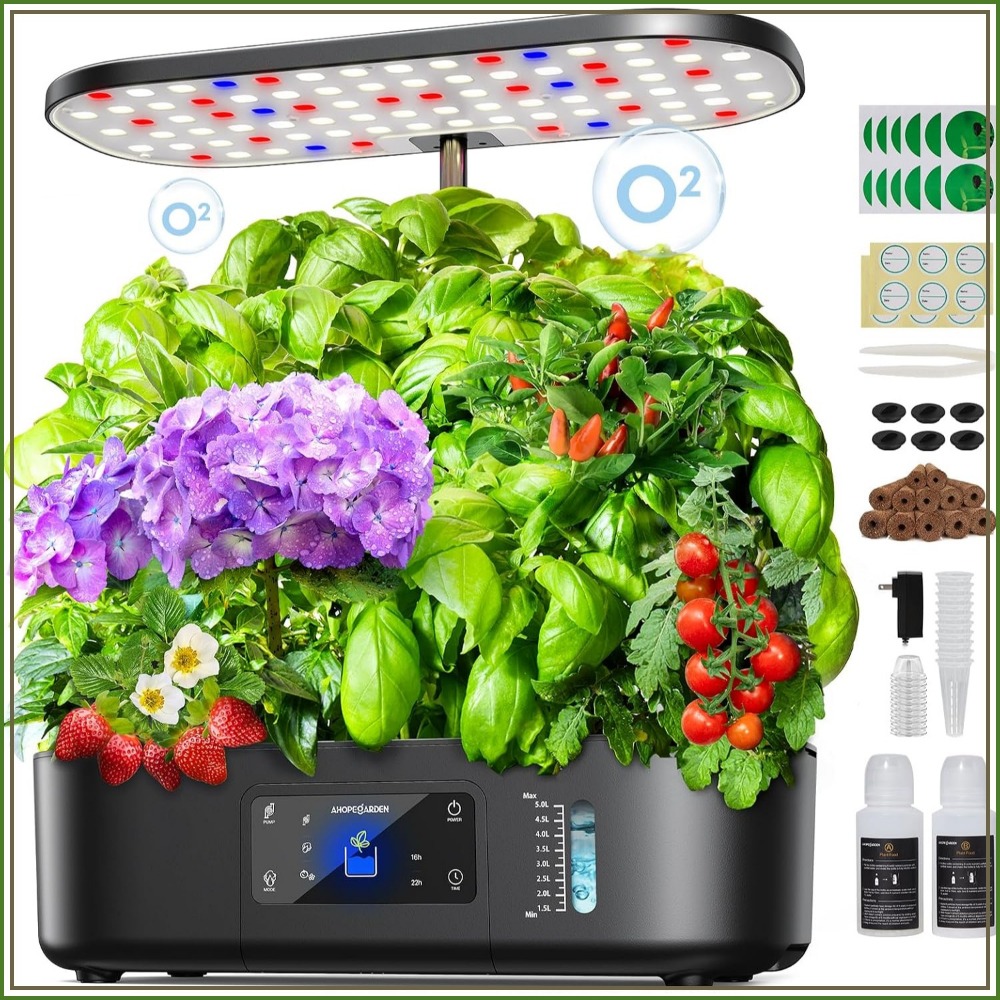 Hydroponic Grow Pod - 12-Pod Indoor Hydroponic Garden with LCD