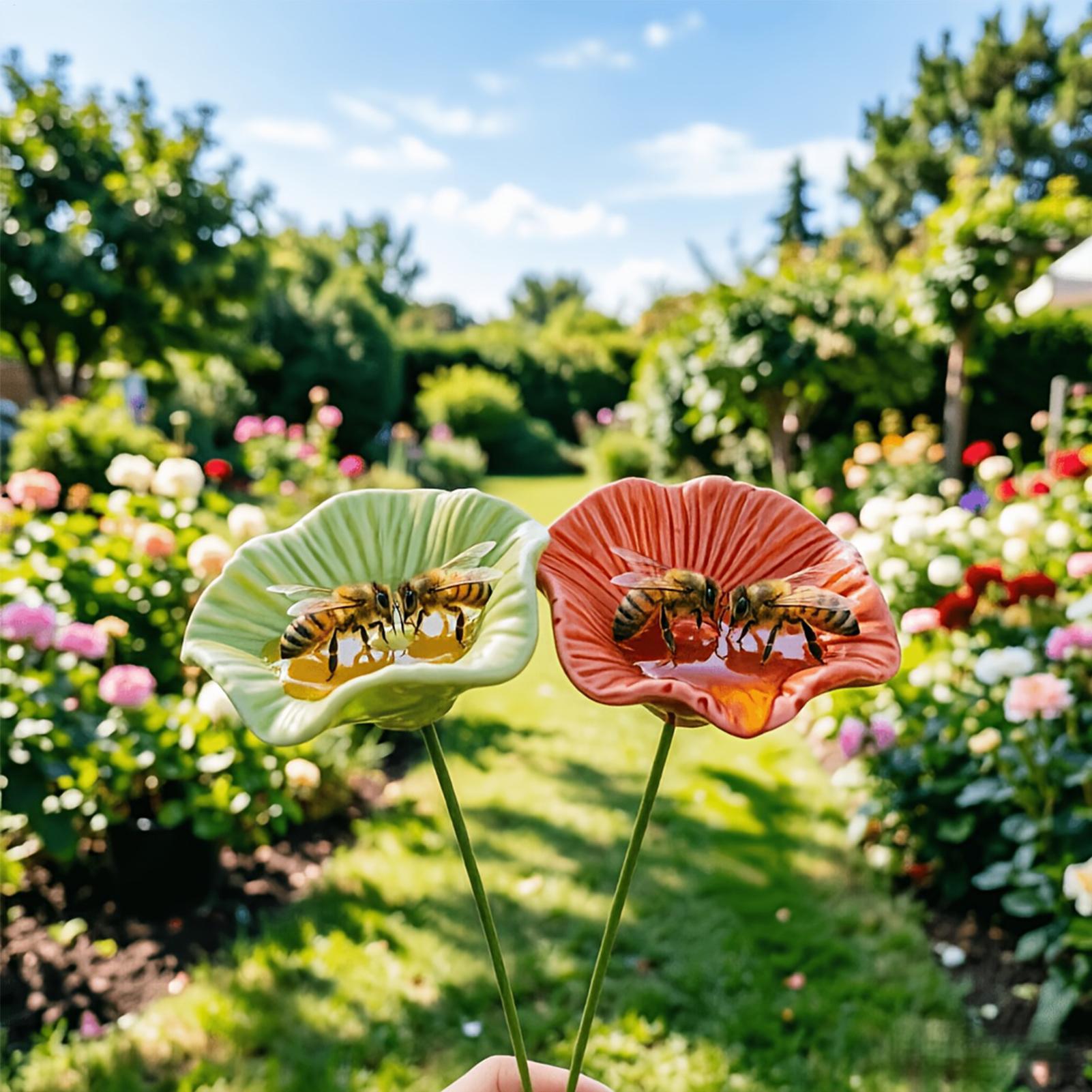 4Pcs Ceramic Bee Watering Bowl - Garden Weather Station review and price